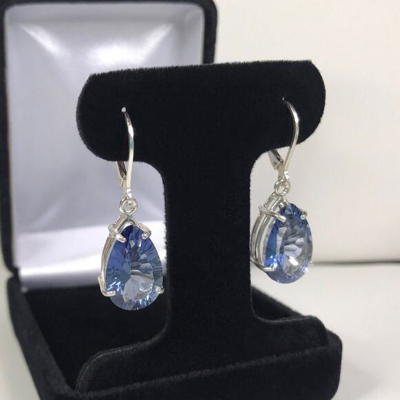 Gorgeous 10ctw Iolite Quartz Earrings in Sterling Silver Iolite Earrings - Picture 2 of 4